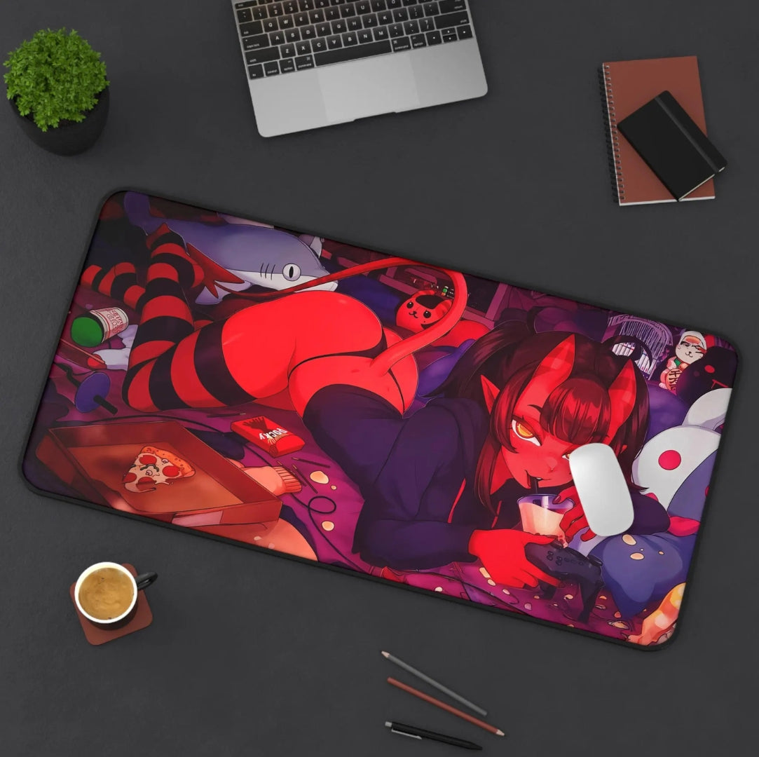 Cute Demon Desk Mat | Gamer Mousepad, Anime Office Decor, Desk Accessories for Home, Unique Gifts for Her, Cute Aesthetic