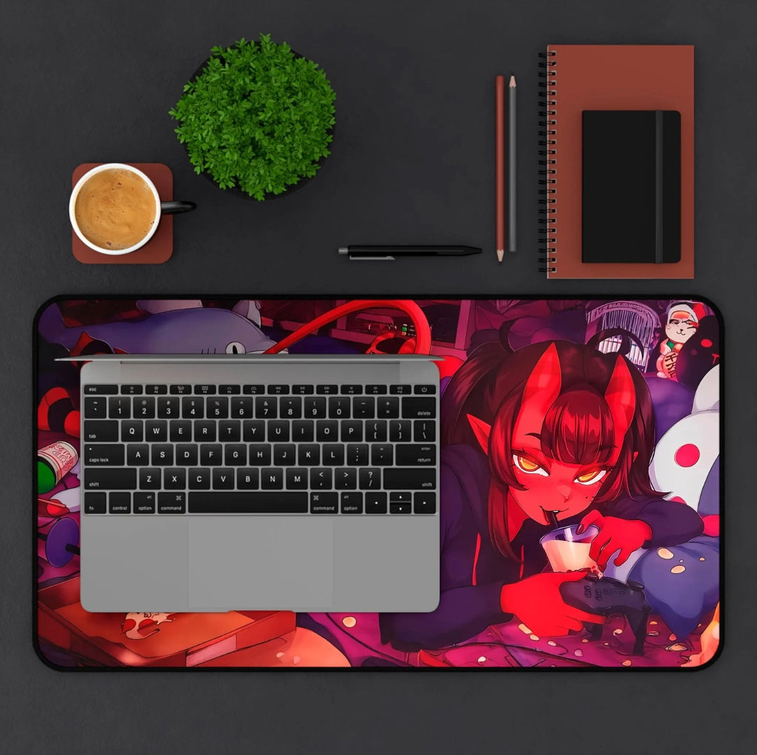 Cute Demon Desk Mat | Gamer Mousepad, Anime Office Decor, Desk Accessories for Home, Unique Gifts for Her, Cute Aesthetic